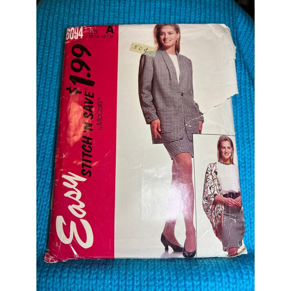McCalls pattern 6094 suit blazer jacket blouse straight skirt size 8 10 12 14
